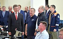 Vladimir Putin and his close confidant Arkady Rotenberg before the opening of the Crimean Bridge in May 2018 Opening of the Crimean bridge (2018-05-15) 01.jpg