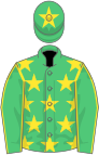 Emerald green, yellow stars, seams on sleeves, star on cap