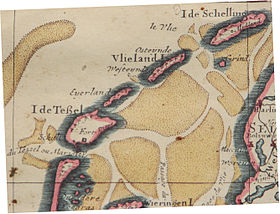 L'île d'Eierland comme île séparée, située entre Texel et Vlieland.