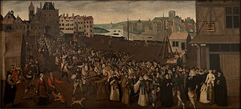 Armed procession of the Catholic League in Paris in 1590, Musee Carnavalet, Paris. Procession de la Ligue 1590 Carnavalet.jpg