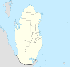 Mapa konturowa Kataru, w centrum znajduje się punkt z opisem „Ar-Rajjan”