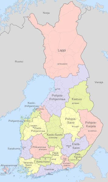 Tiedosto:Regions of Finland labelled FI.svg