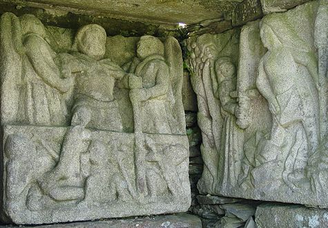 Another view of the resurrection on the left and the expulsion from Eden on the right