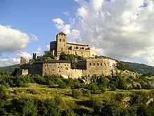 The 12th-century fortified Catholic Valere Basilica in Sion. Sion Valere Castle 20070730.jpg