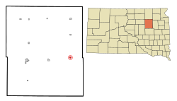 Spink County South Dakota Incorporated and Unincorporated areas Doland Highlighted.svg