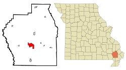 Location of Dexter, Missouri