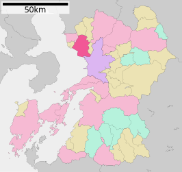 Situering van Tamana in de prefectuur Kumamoto