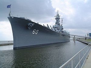 A bow shot of the USS Alabama (BB-60) located ...