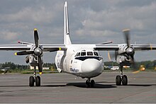 UTair Cargo An-26 at Pulkovo Airport UTair Cargo Antonov An-26.jpg