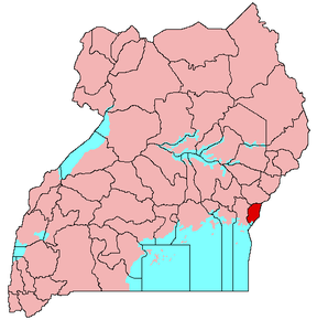 Harta districtului Busia în cadrul Ugandei