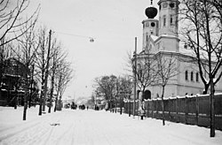 A Várkörút a zsinagóga részletével egy 1937-es fényképen