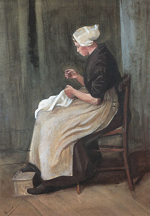 Van Gogh 1881-12, Etten - Scheveningen Woman Sewing F 869 JH 83.jpg