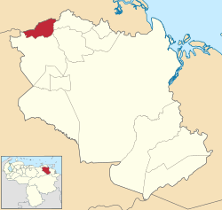 Location of Acosta Municipality in Monagas