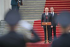 Vladimir Putin and Dmitry Medvedev carried review troops Vladimir Putin inauguration 7 May 2012-18.jpeg