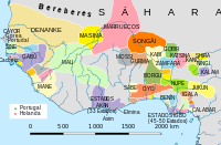Los reinos del Sahel occidental hacia 1625.