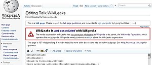 Wikipedia warning about Wikileaks