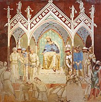 Lukisan Ambrogio Lorenzetti berjudul The Martyrdom of the Franciscans saat berada di Almaliq tahun 1339.