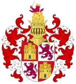 Arms of the Crown Castile with the Royal Crest.svg