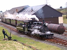 Brecon Mountain Railway at Pant, in the north of Merthyr Tydfil County Borough Baldwin Pacific on Brecon Mountain Railway.jpg