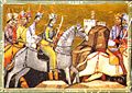 I mongoli inseguono il re ungherese nella battaglia di Mohi (illustrazione tratta dalla Chronicon Pictum)