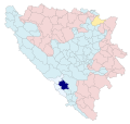 Collocatio finium municipii in Bosnia et Herzegovina et in Foederatione Bosniae et Herzegovinae.