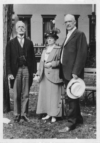 English: From left to right: R. R. Bowker, Mrs...