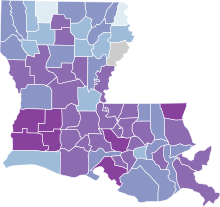 COVID-19 postupující 14denní prevalence v Louisianě podle county.svg