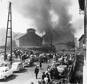 Le Bois du Cazier, à Marcinelle, le 8 août 1956.