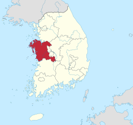 Kaart van provincie Chungcheongnam-do van Zuid-Korea