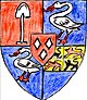 Coat of arms as Free Lords of Zuid-Polsbroek, Purmerland and Ilpendam, 1678 creation (shovel, swan, goose, lion and rhombus)