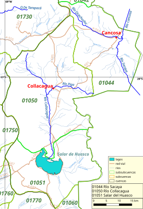 Cuenca hidrográfica del salar de Huasco, compuesta por el río Collacagua, el río Piga.