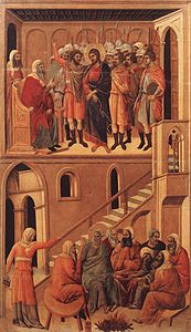 Entre 1308-1310. Por Duccio di Buoninsegna, atualmente no Museu do Duomo di Siena, na Itália.