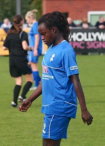 Aluko with Birmingham City in October 2012 Eniola Aluko, BCLFC.jpg