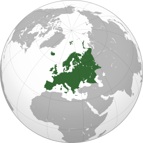 Map of Europe according to the United Nations geoscheme for Europe Europe orthographic Caucasus Urals boundary.svg