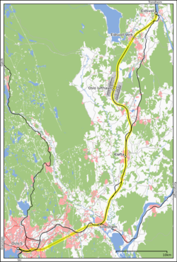 A Gardermoen nagysebességű vasútvonal útvonala