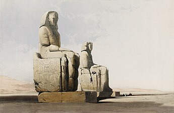 137. Thebes. The colossal statues of Amenoph III.