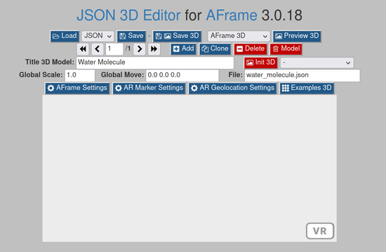 JSON3D4AFrame the interface of the Wikiversity