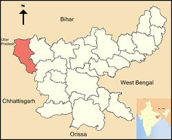Location of Garhwa City district in Jharkhand