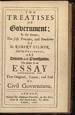 הכריכה המקורית של שתי מסכתות על ממשל מדיני, 1690.