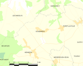 Mapa obce Guiseniers