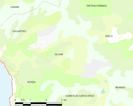 Mapa obce Olcani