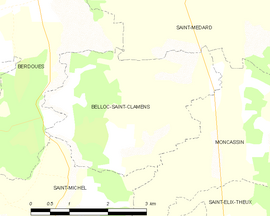 Mapa obce Belloc-Saint-Clamens