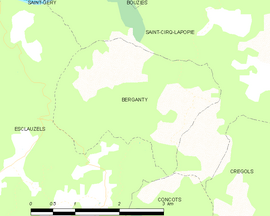 Mapa obce Berganty