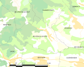 Mapa obce Bourbach-le-Bas