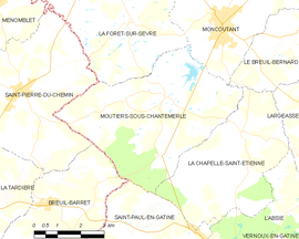 Mapa obce Moutiers-sous-Chantemerle