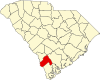 Карта штата с выделением округа Хэмптон