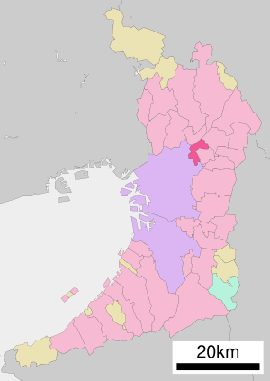 Lage Moriguchis in der Präfektur