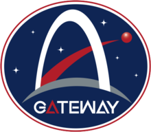 The logo and name of the Lunar Gateway references the St. Louis Gateway Arch, associating Mars with the American frontier. NASA Artemis Gateway logo.png