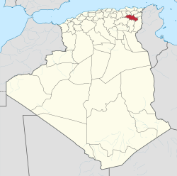 Map of Algeria highlighting Oum El Bouaghi