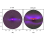 Автор: Yaroslav Pavlyuchenkov. Теоретическое изображение протопланетного диска на длинах волн 3 мм (левая карта) и 160 микрон (правая карта). Ось диска наклонена к наблюдателю под углом 75 градусов. Изображения получены по результатам моделирования динамики самогравитирующего газопылевого диска и расчета переноса излучения. Справа от центра присутствует плотный фрагмент — зародыш планеты. На длине волны 3 мм, в которой диск прозрачен, этот фрагмент наблюдается в виде пятна повышенной яркости (левая карта). На длине 160 мкм, в котором диск является оптически толстым, фрагмент проявляется в виде темной области (правая карта).